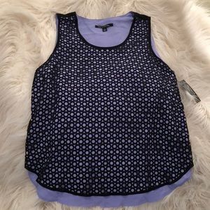 Black & Periwinkle sleeveless blouse